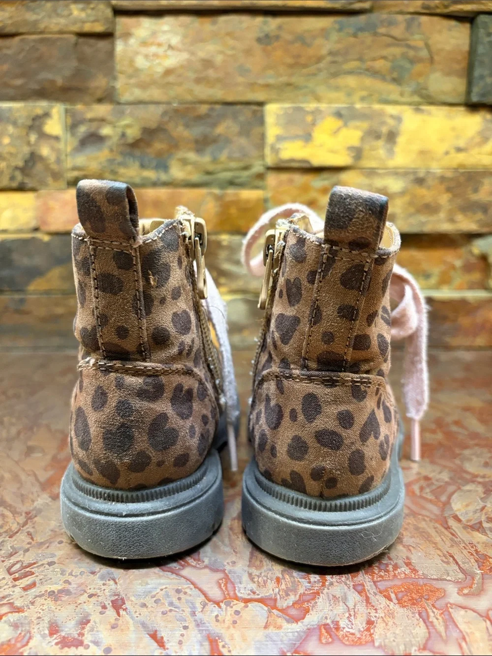 Kids Leopard Print Ankle Boots in Brown, Twin Girl